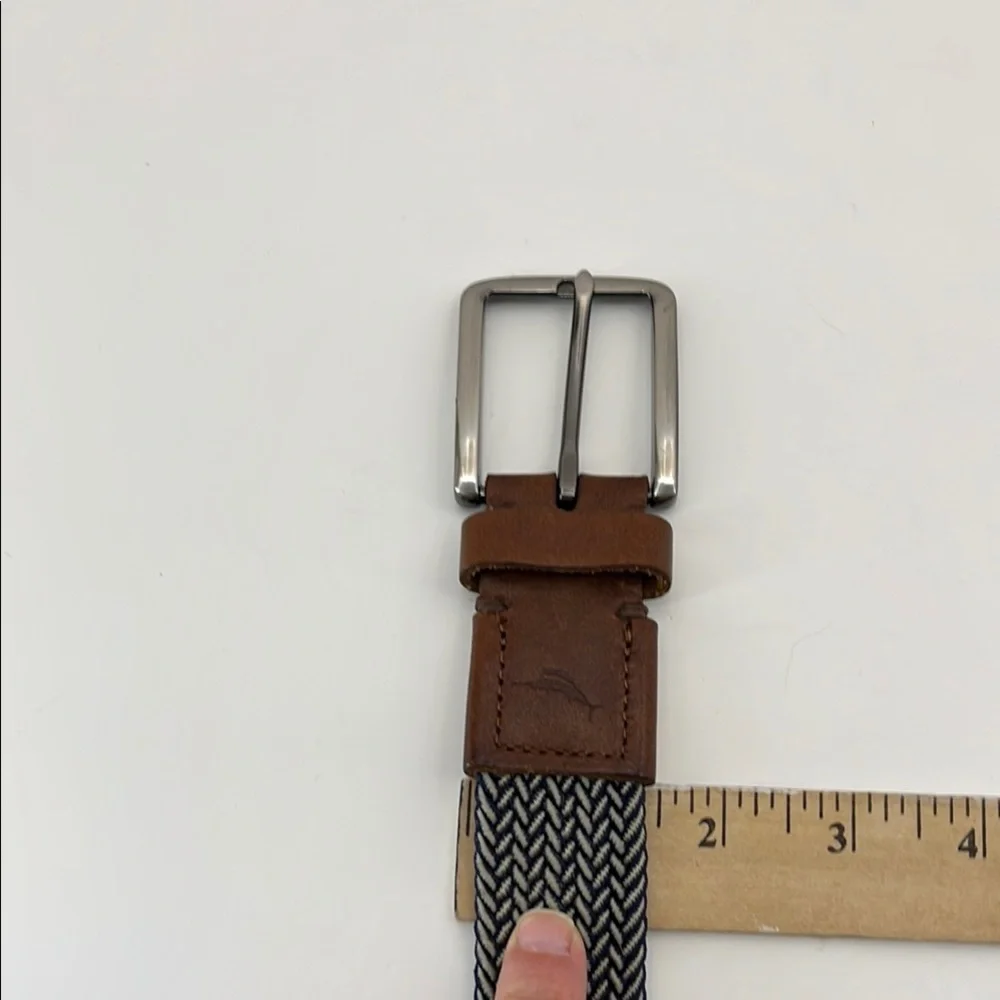 Tommy Bahama Stretch Braided Blue/Gray & Brown Leather Belt Men’s L/XL (38